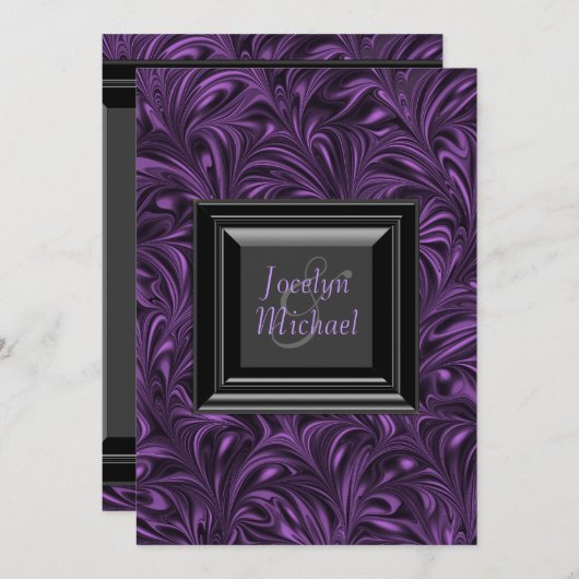 Zwarte en Paarse bruiloft redden de datum Save The Date (Voorkant / Achterkant)