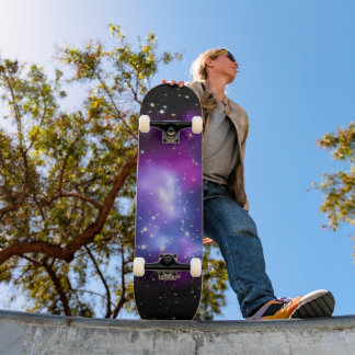 Zwarte en Paarse Celestial Space Foto Persoonlijk Skateboard
