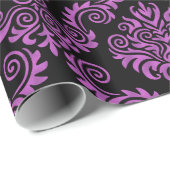 Zwarte en Paarse Damask | Papier voor onmiddellijk (Rol Hoek)