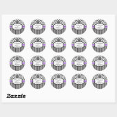 Zwarte en Paarse Damask Stripe Wedding Sticker (Vel)