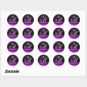 ZWARTE EN PAARSE DAMASKMONOGRAM, Amethyst Ronde Sticker (Vel)