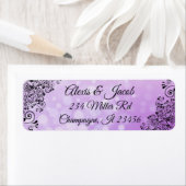 Zwarte en Paarse Elegant Script Return-labels Etiket (Insitu)