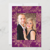Zwarte en Paarse  Floral Wedding Kaart (Achterkant)