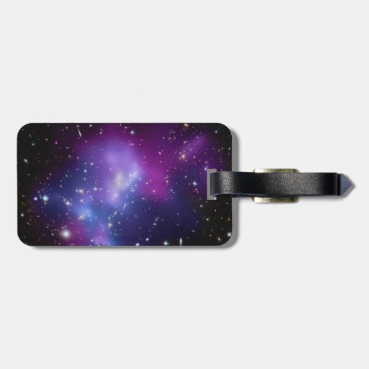 Zwarte en Paarse Galaxy Cluster Celestial Foto Bagagelabel (Achterkant horizontaal)