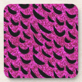 Zwarte en Paarse Glitter Animal Print Patroon Bier Onderzetter