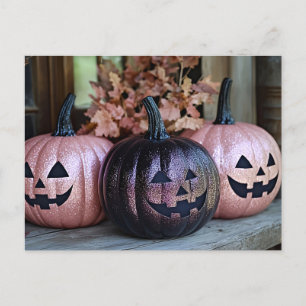 Zwarte en paarse glitter Halloween wenskaart Briefkaart