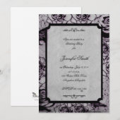 Zwarte en Paarse Gothic Roos Birthday Invitation Kaart (Voorkant / Achterkant)