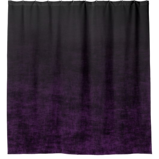Zwarte en Paarse Grunge Ombre Textuur Douchegordijn (Voorkant)