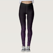Zwarte en Paarse Grunge Ombre Textuur Leggings (Voorkant)