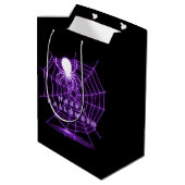 Zwarte en Paarse Halloween Spider Web Gift Bag Medium Cadeauzakje (Achterkant Gekanteld)
