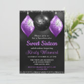 Zwarte en Paarse Halloween-versieringen Sweet 16 Kaart (Staand voorkant)