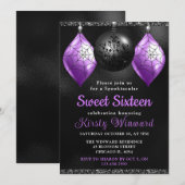 Zwarte en Paarse Halloween-versieringen Sweet 16 Kaart (Voorkant / Achterkant)