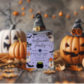 Zwarte en Paarse Halloweenfeest Uitnodigen Kaart