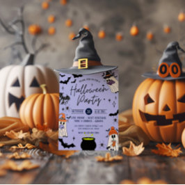 Zwarte en Paarse Halloweenfeest Uitnodigen Kaart