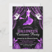 Zwarte en Paarse heks en Shimmer Curtains Hallowee Kaart (Voorkant)