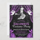 Zwarte en Paarse heks en Shimmer Curtains Hallowee Kaart (Voorkant)