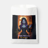 Zwarte en Paarse heks gepersonaliseerde Halloween Bedankzakje (Voorkant)