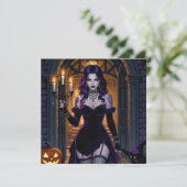 Zwarte en Paarse heks | Het slechte Halloween fees Kaart (Staand voorkant)