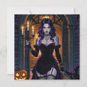 Zwarte en Paarse heks | Het slechte Halloween fees Kaart (Voorkant)