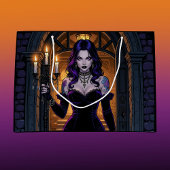 Zwarte en Paarse heks met Candelabra Halloween Groot Cadeauzakje