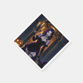 Zwarte en Paarse heks met Candelabra Halloween Servet (Hoek)