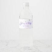 Zwarte en Paarse Hemelse Trouwdag Waterfles Etiket (Voorkant)