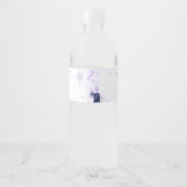 Zwarte en Paarse Hemelse Trouwdag Waterfles Etiket (Achterkant)