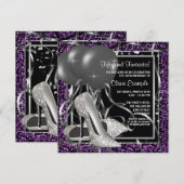 Zwarte en Paarse hoge hakken vrouwen verjaardagsfe Kaart (Voorkant / Achterkant)