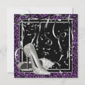 Zwarte en Paarse hoge hakken vrouwen verjaardagsfe Kaart (Achterkant)