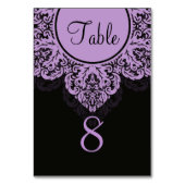 Zwarte en paarse kanten damask Tafelnummer Kaart (Achterkant)
