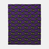 Zwarte en paarse kat gele ogen Halloween patroon Fleece Deken (Voorkant)