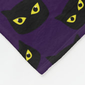 Zwarte en paarse kattengele ogen Halloween patroon Fleece Deken (Hoek)