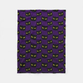 Zwarte en paarse kattengele ogen Halloween patroon Fleece Deken (Voorkant)