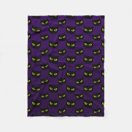 Zwarte en paarse kattengele ogen Halloween patroon Fleece Deken