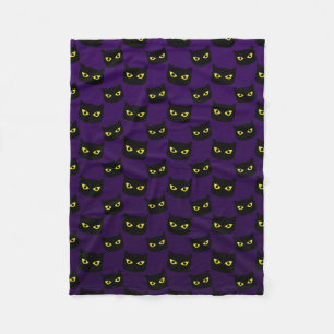 Zwarte en paarse kattengele ogen Halloween patroon Fleece Deken
