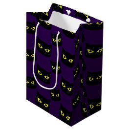 Zwarte en paarse kattengele ogen Halloween patroon Medium Cadeauzakje