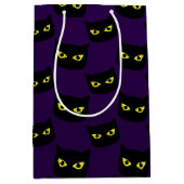 Zwarte en paarse kattengele ogen Halloween patroon Medium Cadeauzakje (Voorkant)