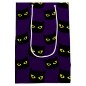 Zwarte en paarse kattengele ogen Halloween patroon Medium Cadeauzakje (Achterkant)