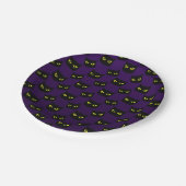 Zwarte en paarse kattengele ogen Halloween patroon Papieren Bordje (Gekanteld)