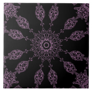 Zwarte en Paarse keramische Tegel Tegeltje