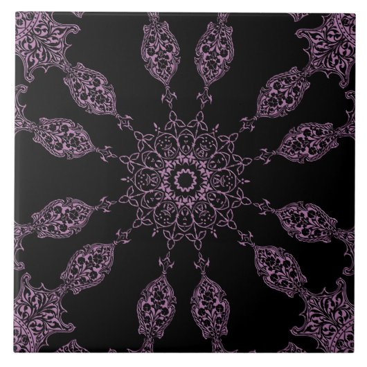 Zwarte en Paarse keramische Tegel Tegeltje (Voorkant)