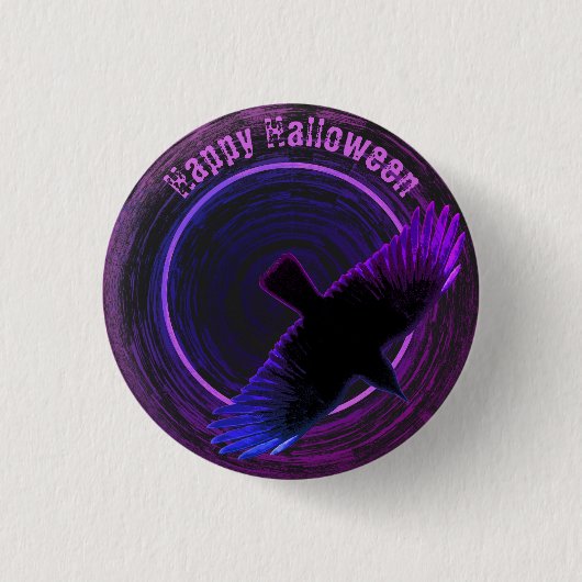 Zwarte en paarse kraai ronde button 3,2 cm (Voorkant)