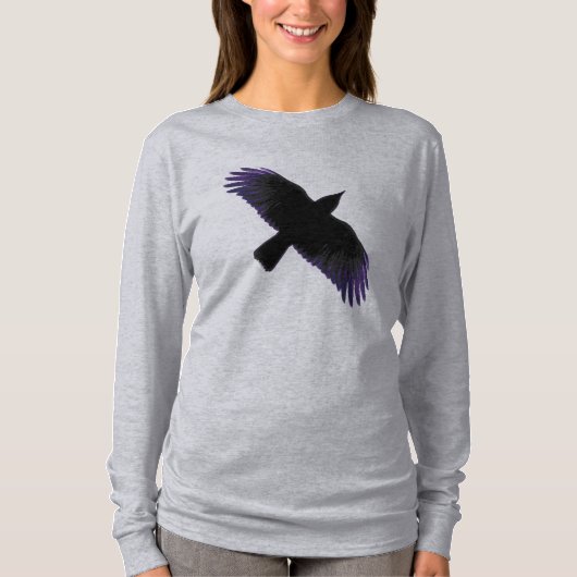 Zwarte en paarse kraai t-shirt (Voorkant)