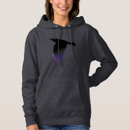 Zwarte en paarse kraai vliegend hoodie