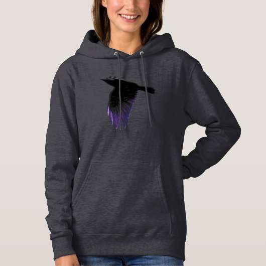 Zwarte en paarse kraai vliegend hoodie (Voorkant)