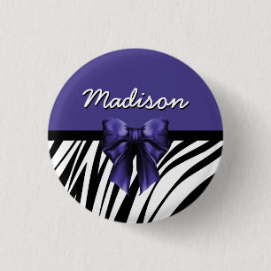 Zwarte en Paarse lint-lint-lint-Zebra afdrukken Ronde Button 3,2 Cm