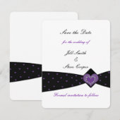 Zwarte en paarse lint save the date (Voorkant / Achterkant)