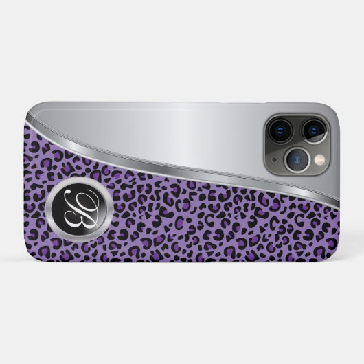 Zwarte en Paarse luipaard afdrukken | Monogram Case-Mate iPhone Case (Achterkant (horizontaal))