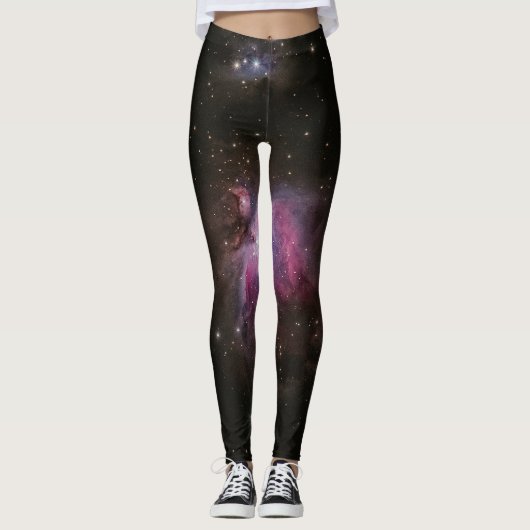 Zwarte en paarse melkweg leggings (Voorkant)