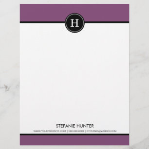 Zwarte en Paarse monogram letterhead Briefhoofd Ontwerp